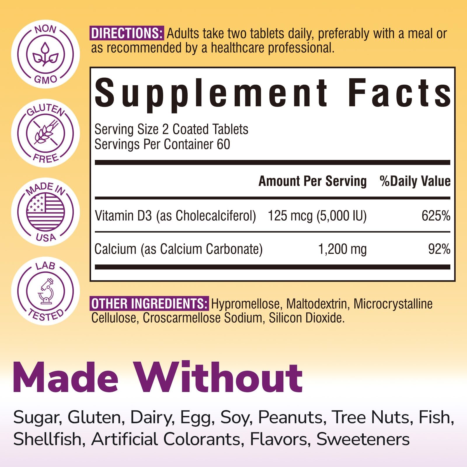 Vitalibre Calcium & Vitamin D3 Supplement tablets close-up