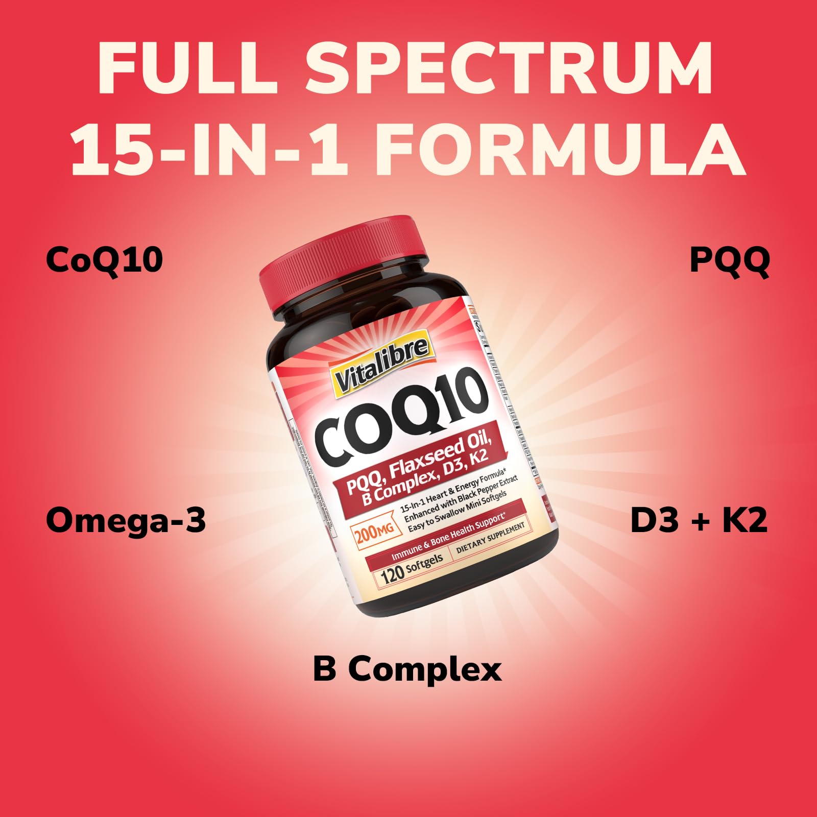 Vitalibre CoQ10 200mg softgel back view