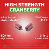 Vitalibre Cranberry Supplement 500mg back view with ingredients
