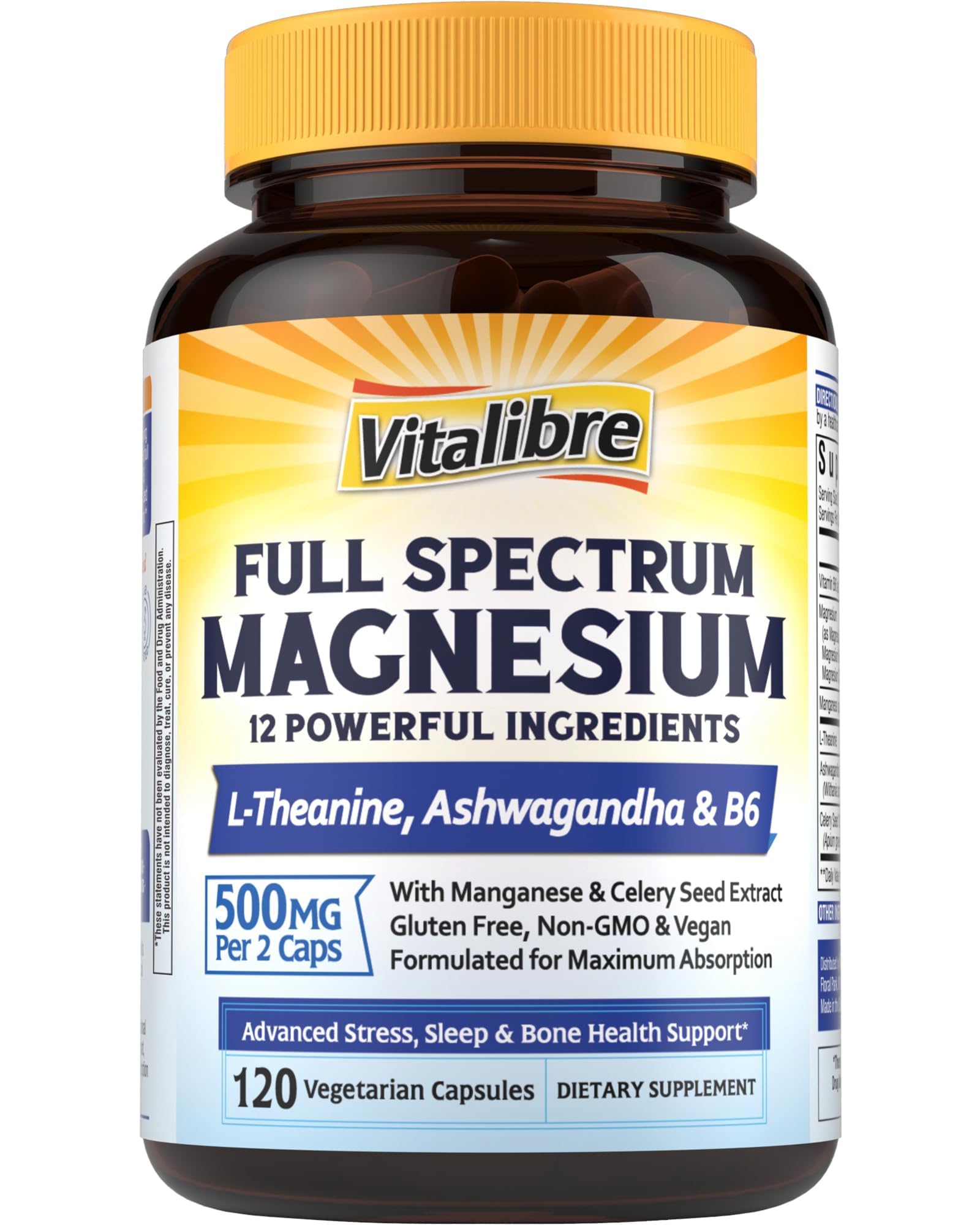 Vitalibre Full Spectrum Magnesium Complex 500mg front view