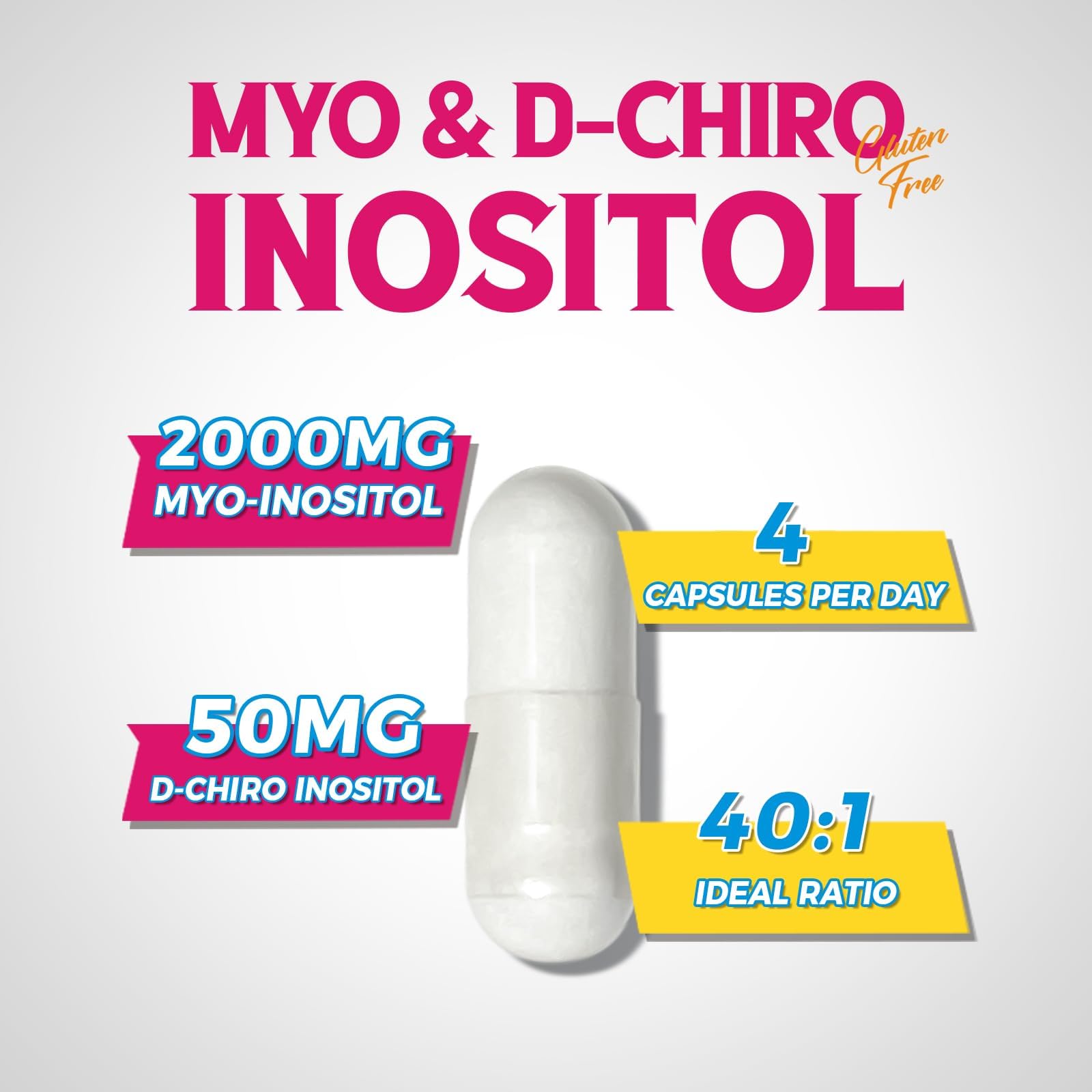 Vitalibre Inositol Capsules back view with ingredient list
