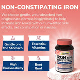 Vitalibre Iron Bisglycinate Supplement 65mg with organic beet root