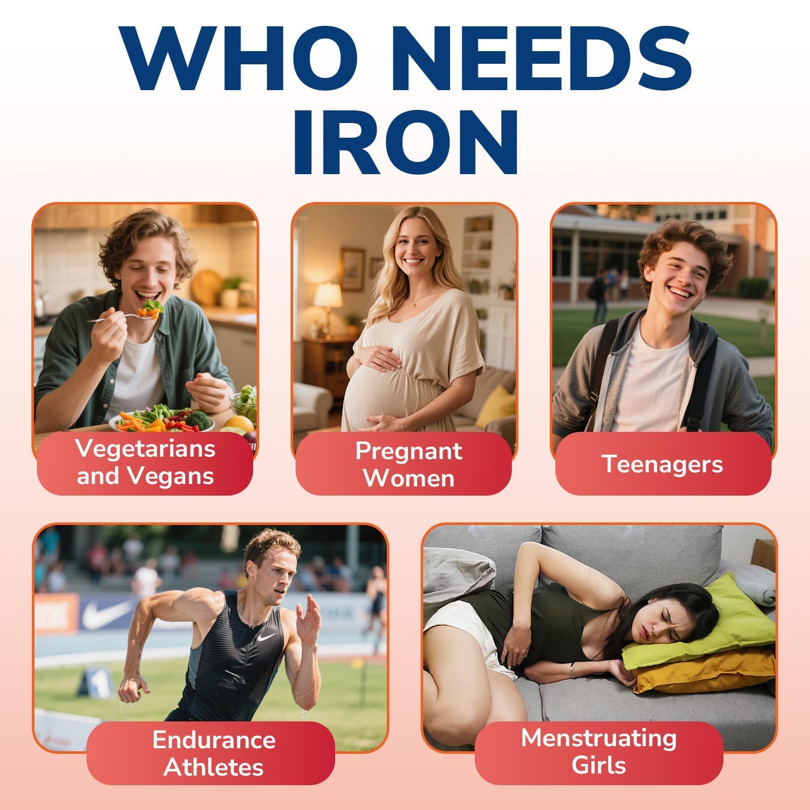 Vitalibre Iron Bisglycinate Supplement 65mg with spinach