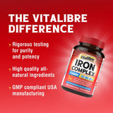 Vitalibre Iron Complex 36mg Iron supplement on a wooden table