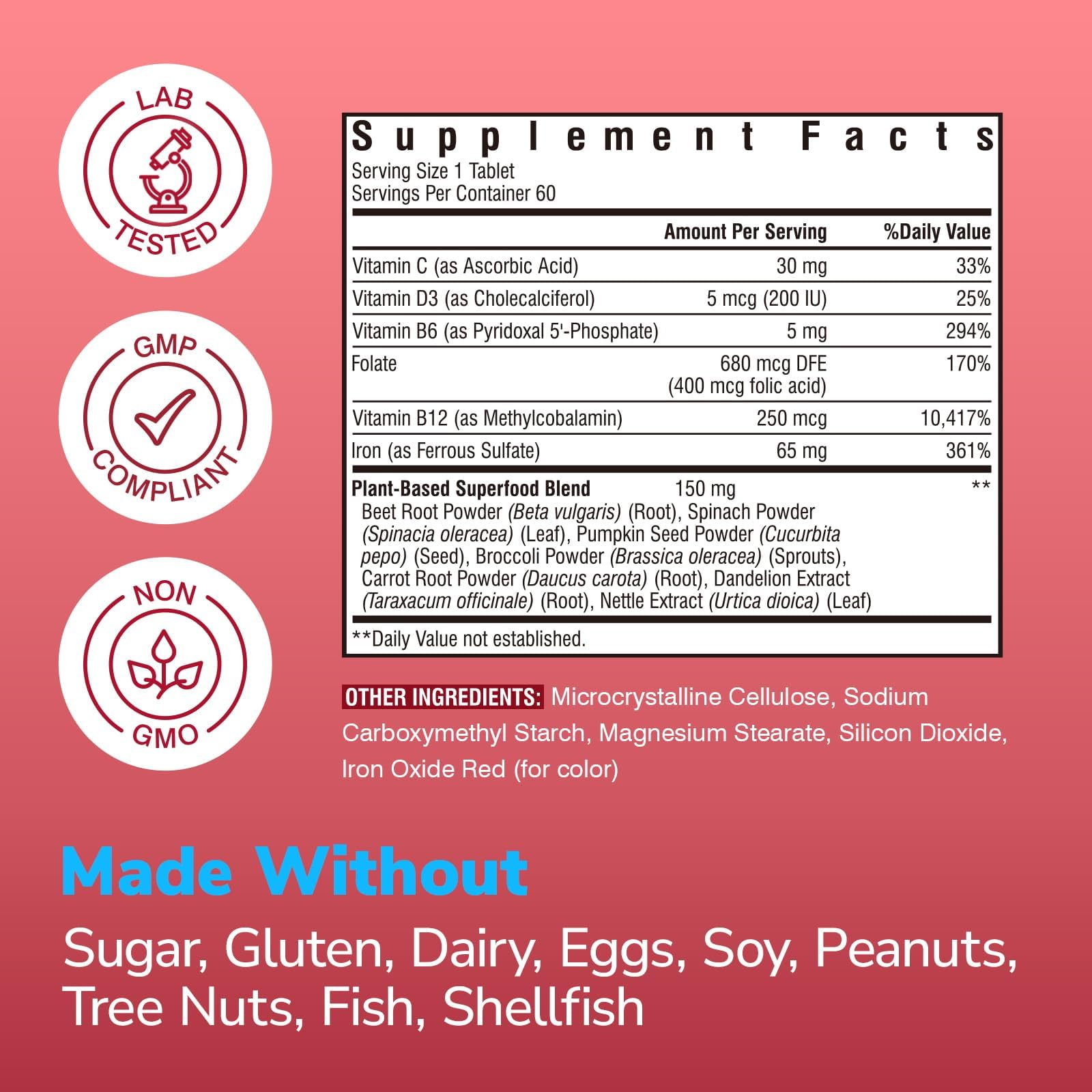Vitalibre Iron Supplement 65mg lifestyle scene with fruits