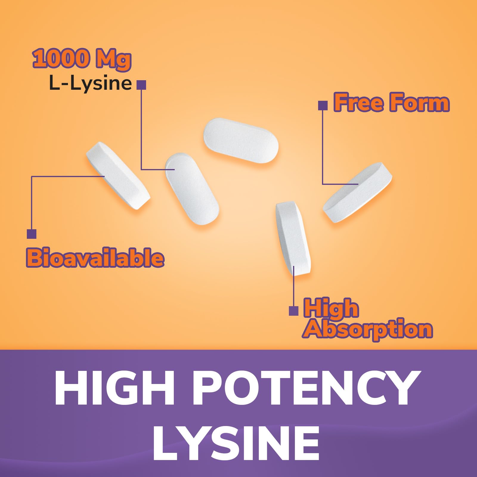 Vitalibre L-Lysine 1000mg capsules back view