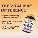 Vitalibre L-Lysine 1000mg capsules opened bottle