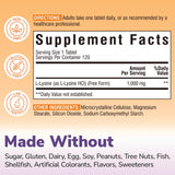 Vitalibre L-Lysine 1000mg capsules side view