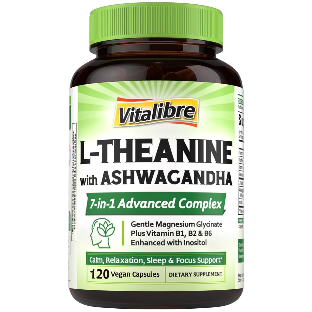 Vitalibre L-Theanine Complex 200mg vegan capsules front view