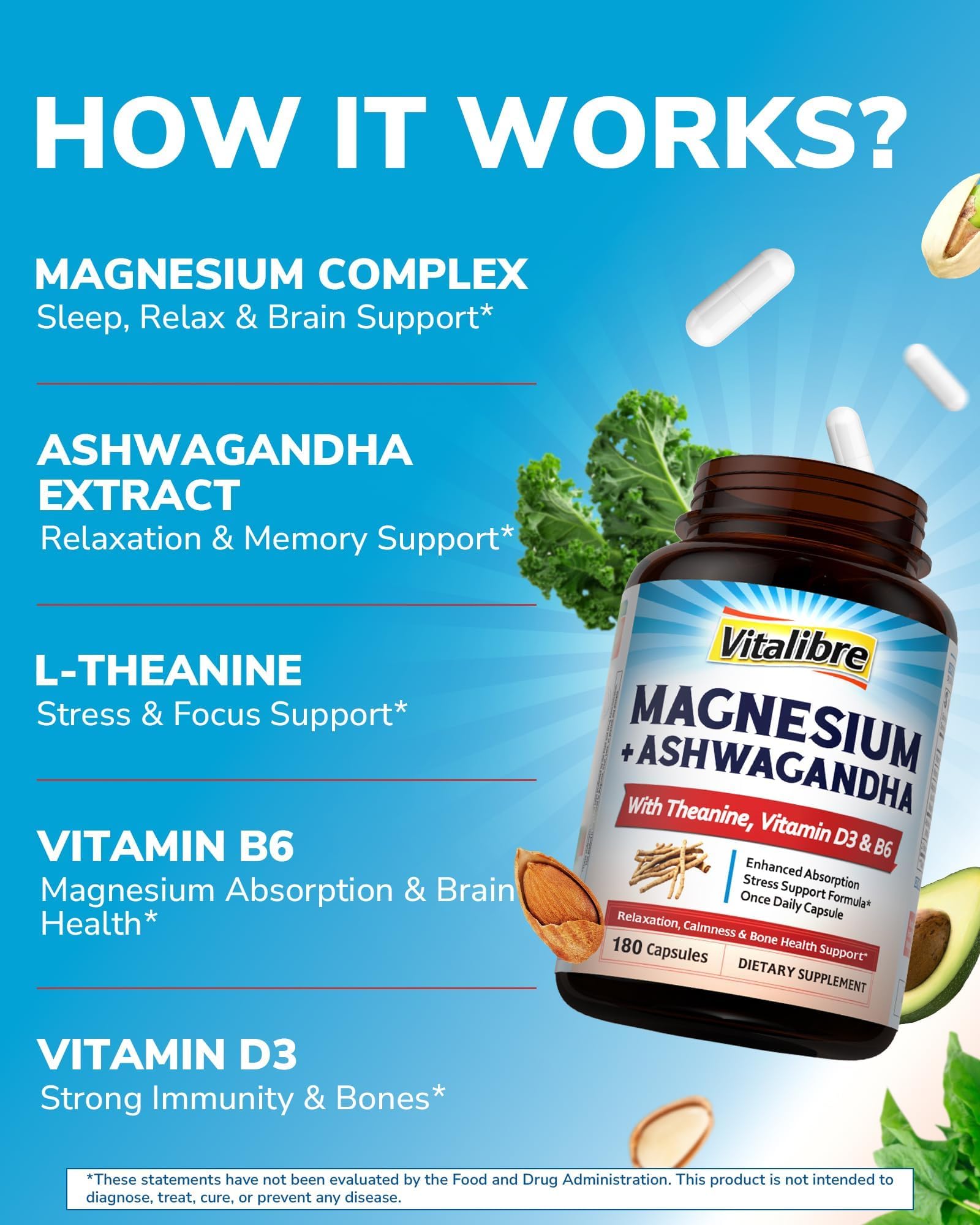 Vitalibre Magnesium Ashwagandha Complex 45g side view