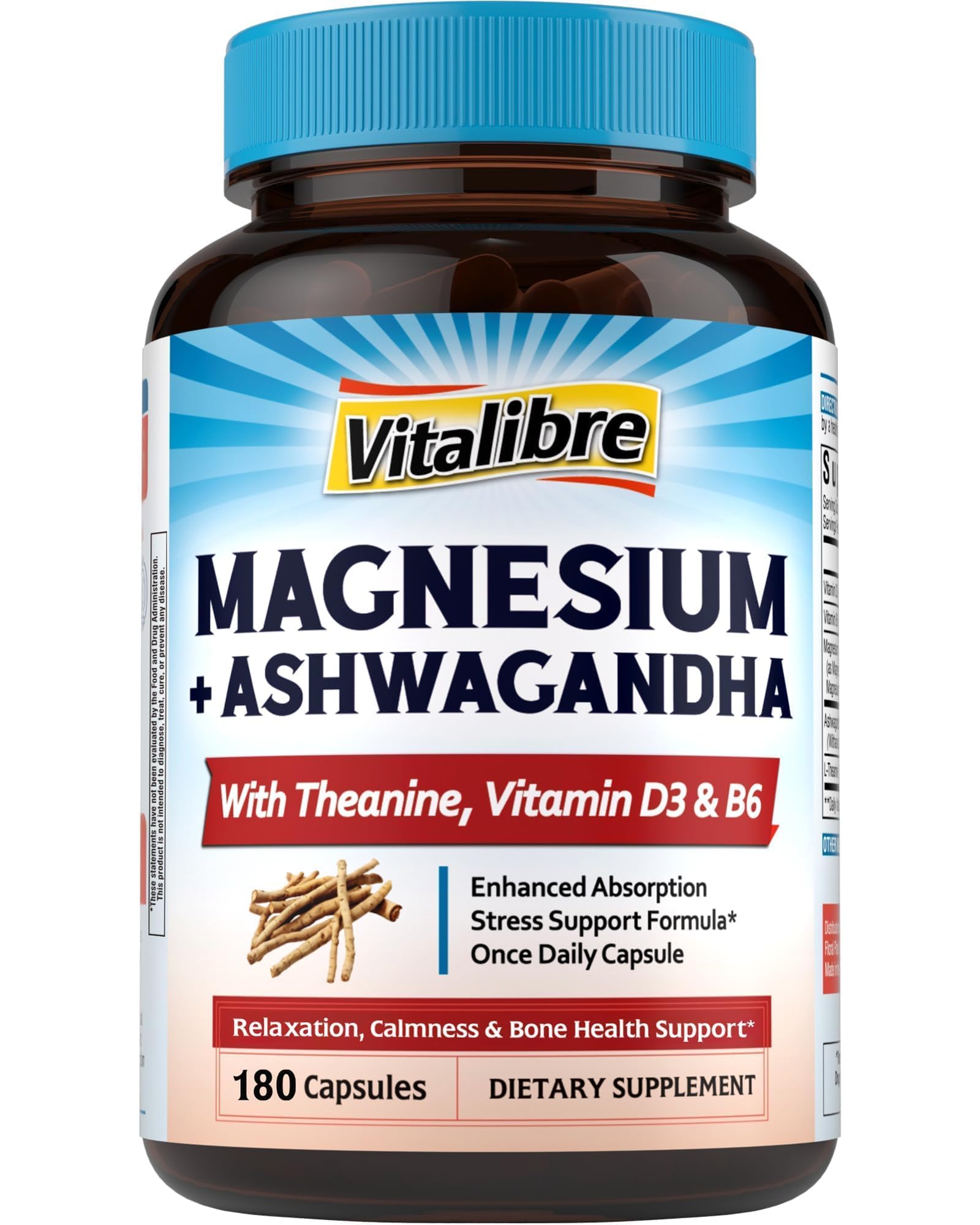 Vitalibre Magnesium Ashwagandha Complex supplement front view