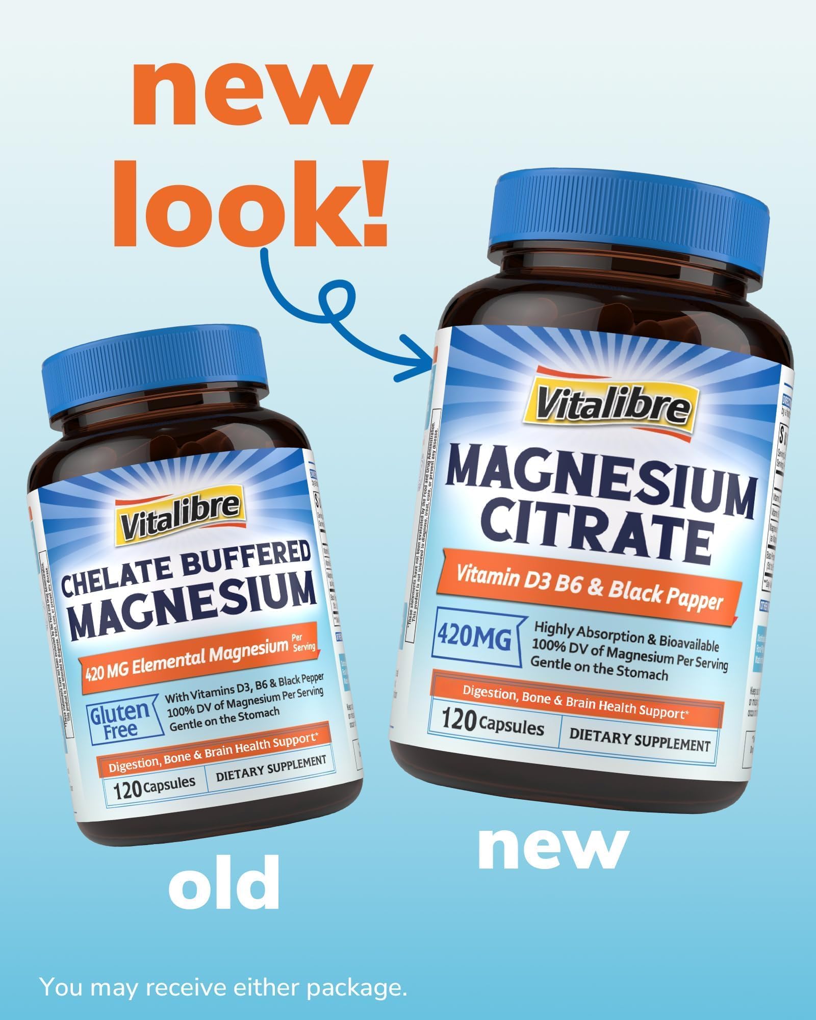 Vitalibre Magnesium Citrate Capsules side view showing label