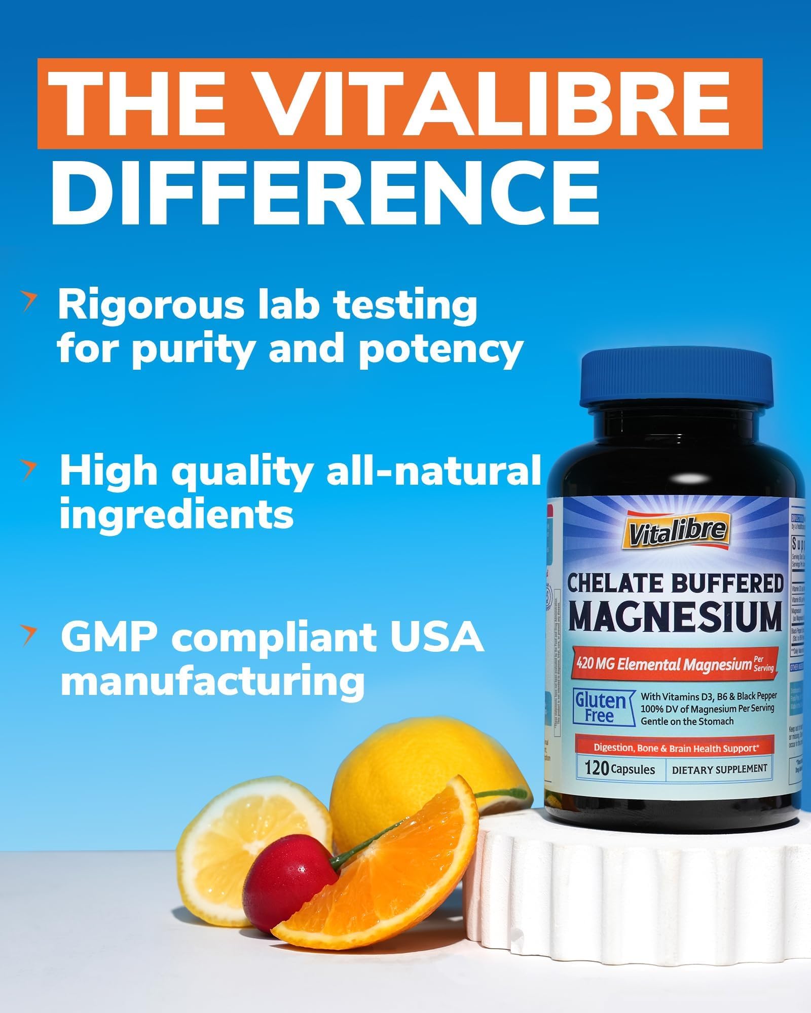 Vitalibre Magnesium Citrate Capsules with vitamins B6 and D3