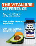 Vitalibre Magnesium Complex 12-In-1 capsules with a glass of water