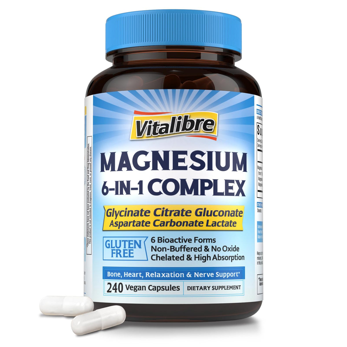 Vitalibre Magnesium Complex 260mg 120 capsules front view