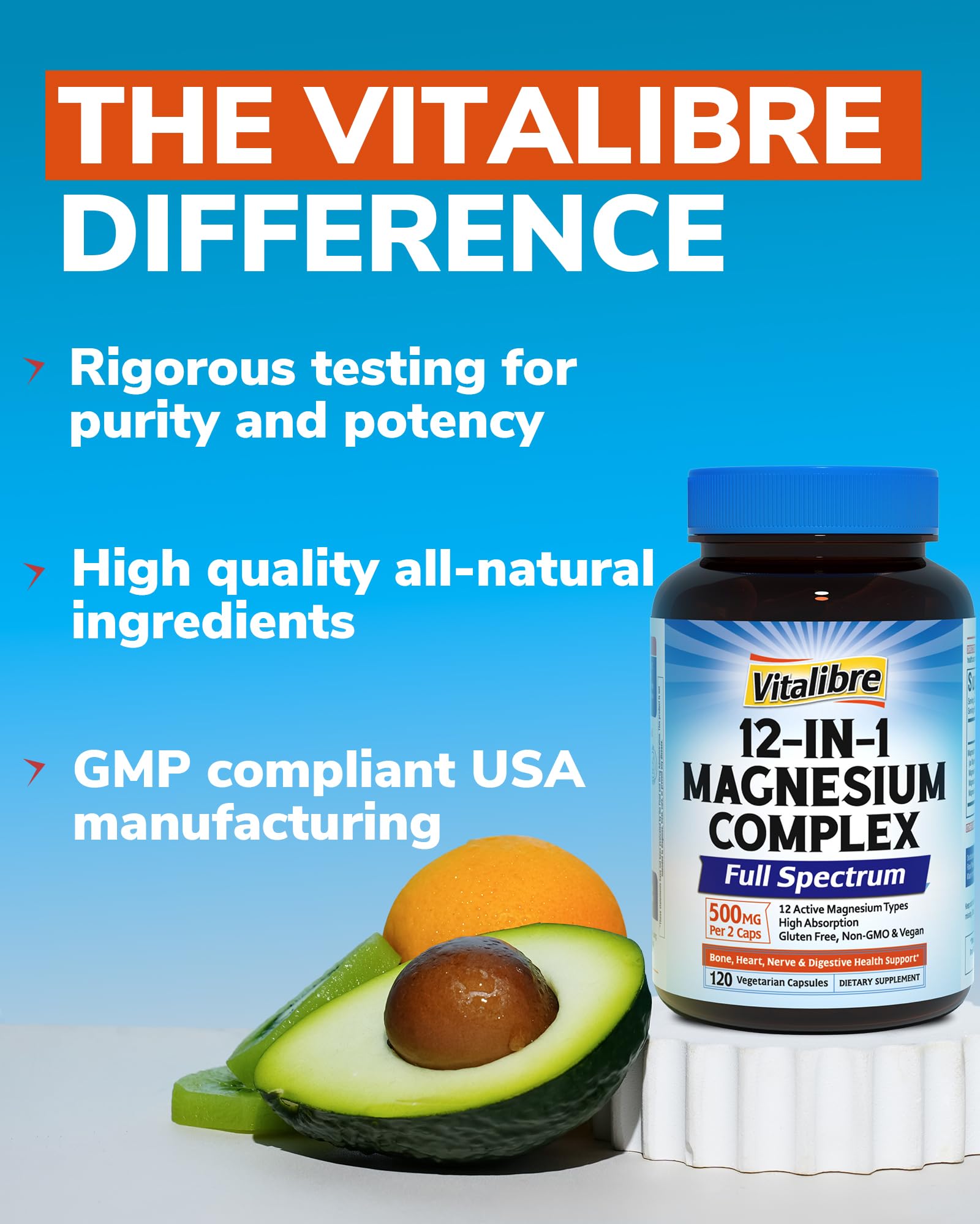 Vitalibre Magnesium Complex bottle side view