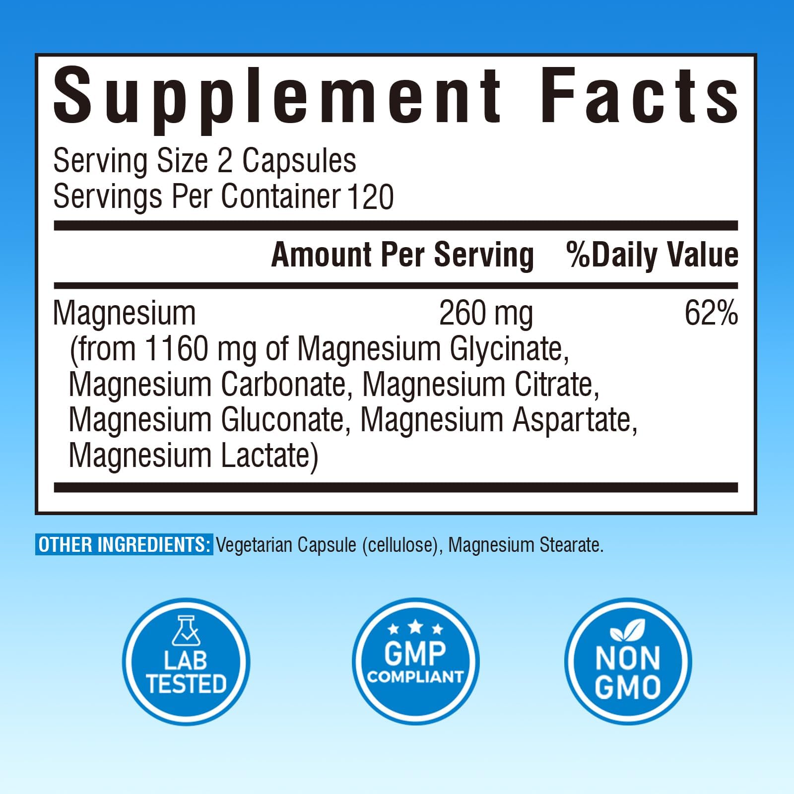 Vitalibre Magnesium Complex packaging details