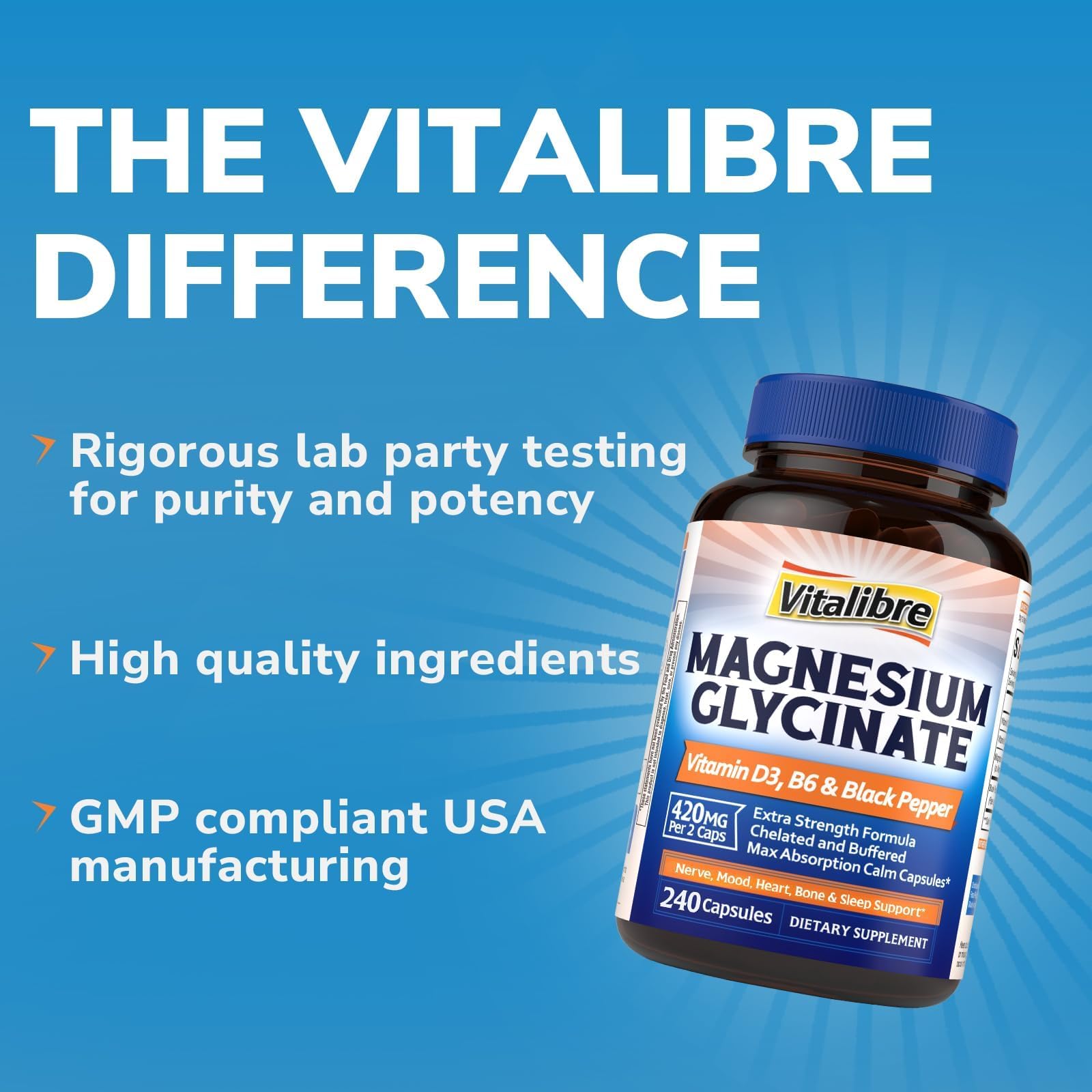 Vitalibre Magnesium Glycinate 420mg in a lifestyle setting