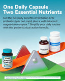 Vitalibre Magnesium Probiotic Complex capsules on a wooden surface
