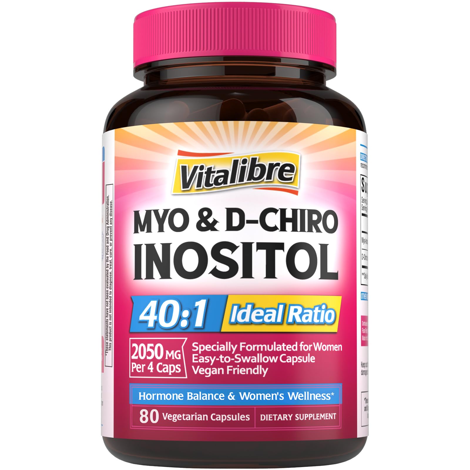 Vitalibre Myo-Inositol & D-Chiro Inositol Capsules front view