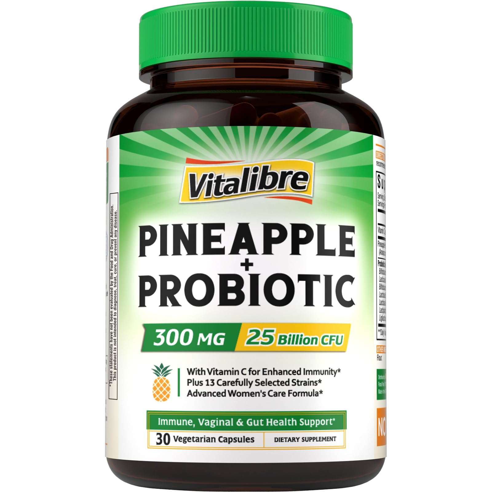 Vitalibre Pineapple Probiotics 300mg front view