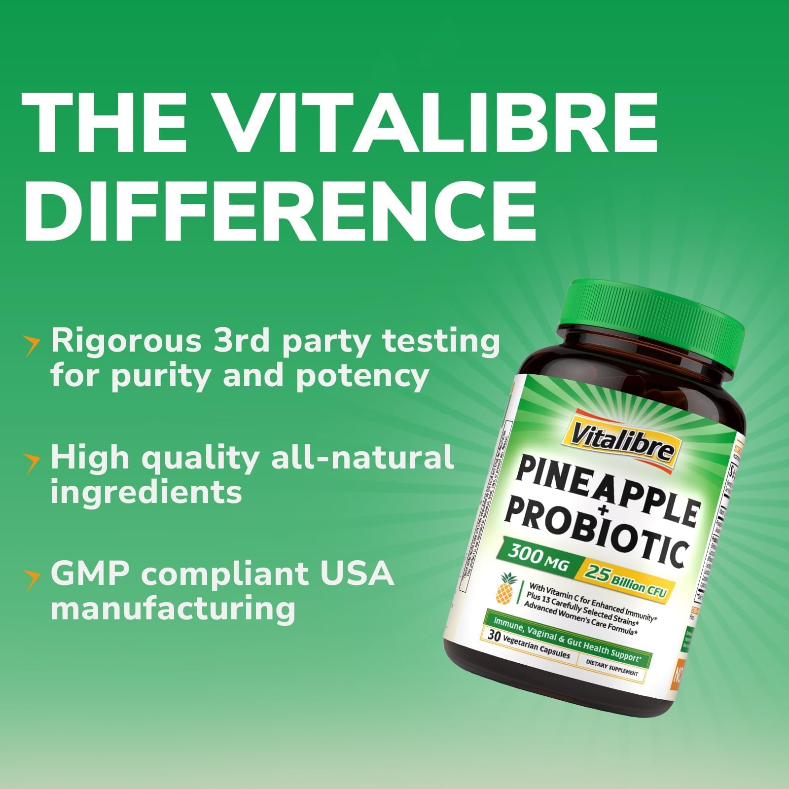 Vitalibre Pineapple Probiotics 300mg with fresh pineapple