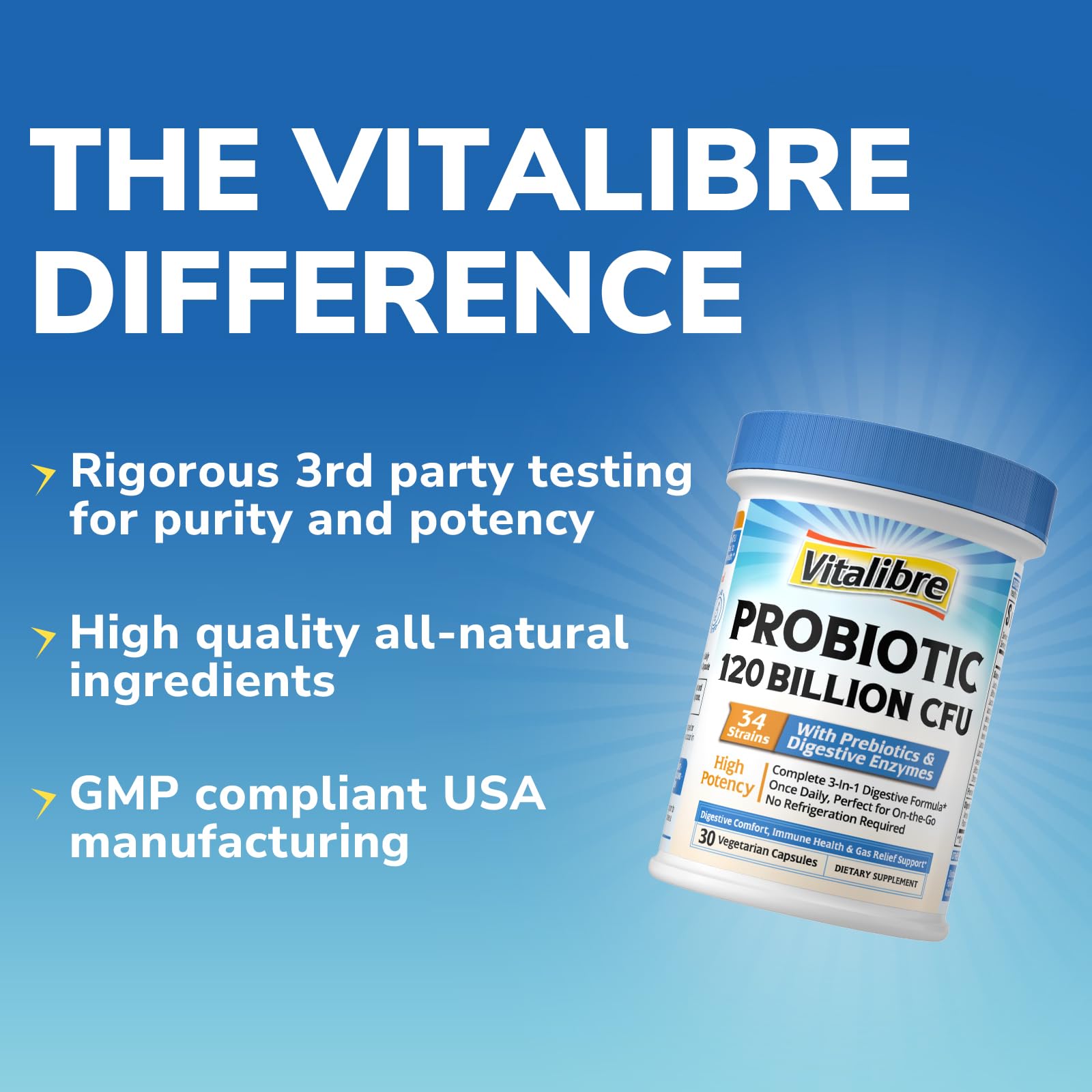Vitalibre Probiotic Supplement capsule opened to show contents