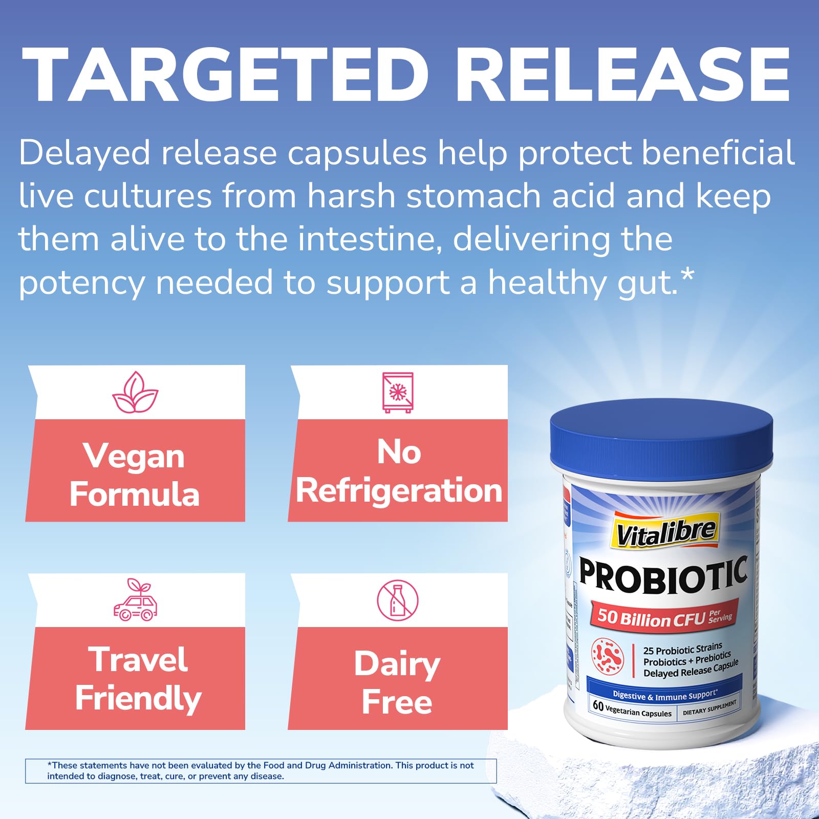 Vitalibre Probiotic Supplement opened bottle with capsules
