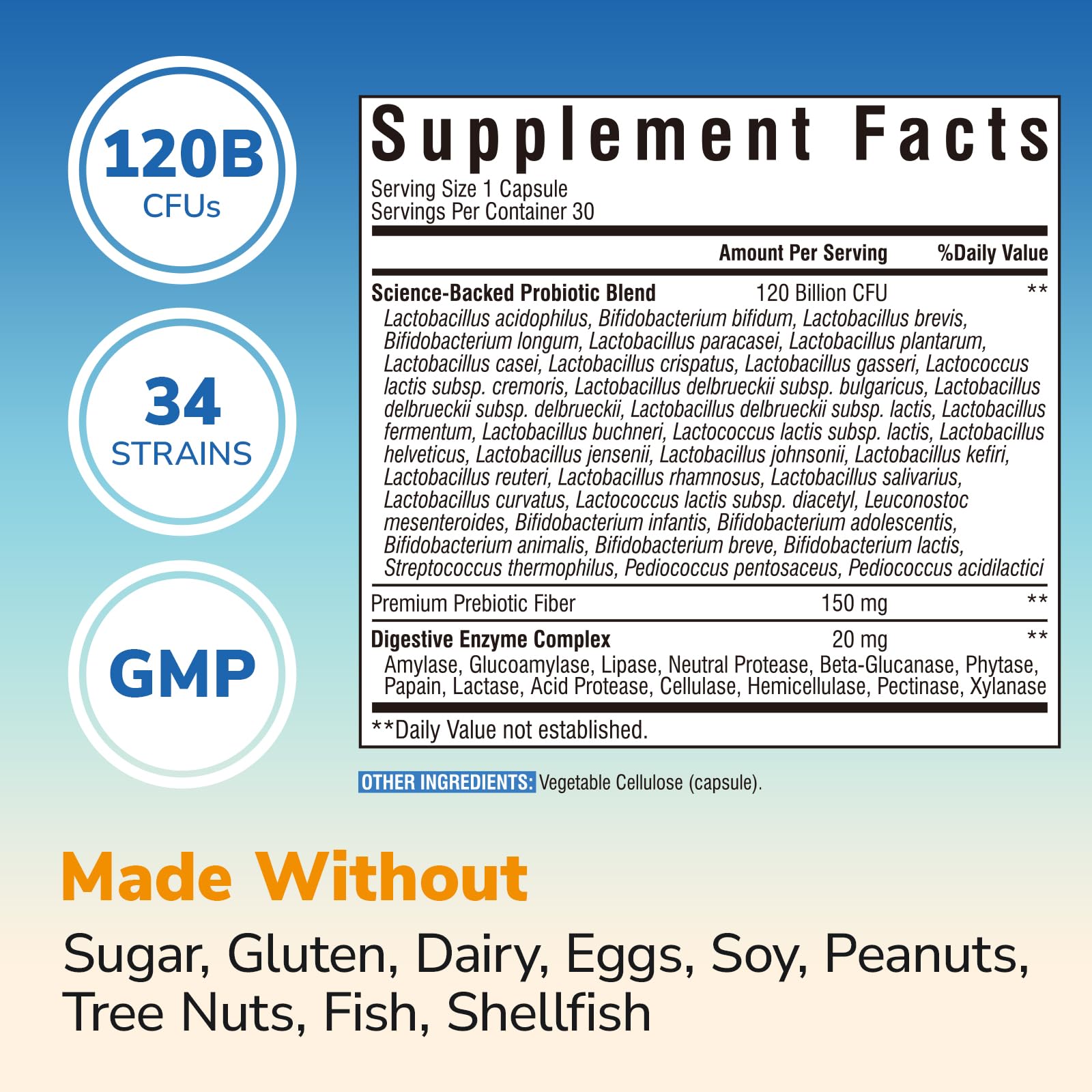 Vitalibre Probiotic Supplement side view showing capsule details
