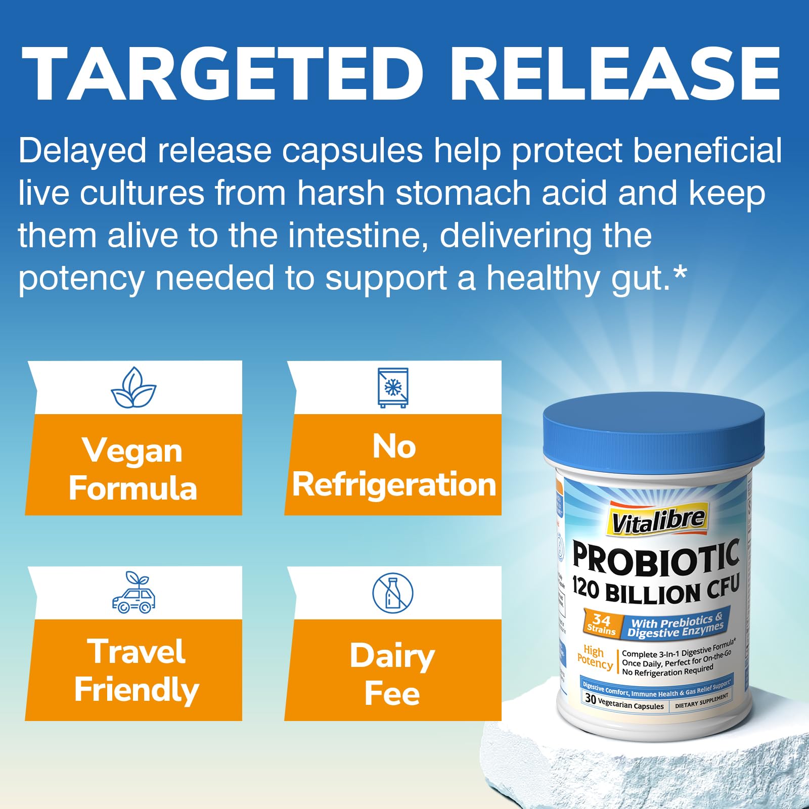 Vitalibre Probiotic Supplement with a measuring spoon