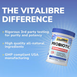 Vitalibre Probiotic Supplement with a measuring spoon for dosage