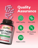 Vitalibre Tart Cherry Capsules 500mg displayed with fresh cherries