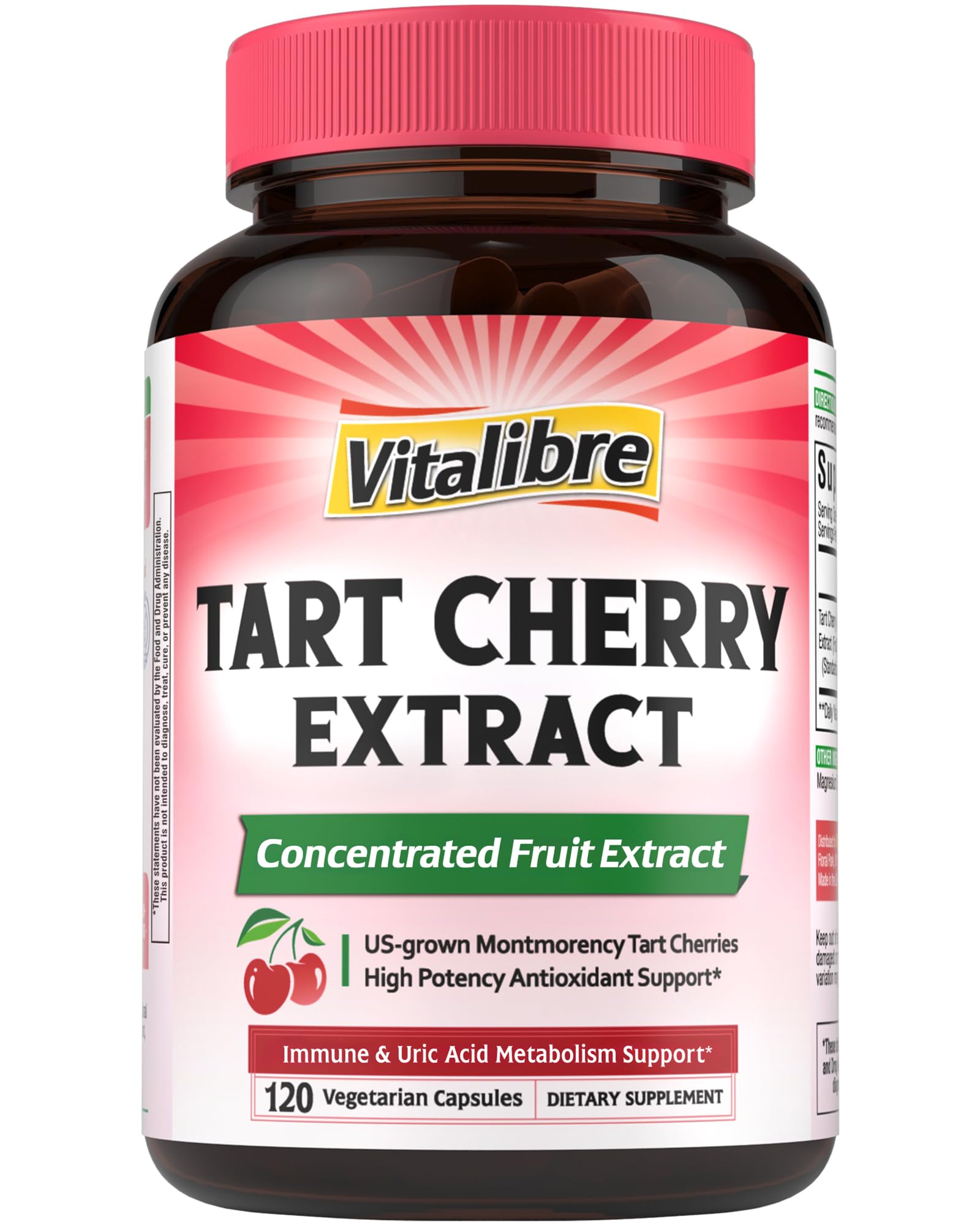 Vitalibre Tart Cherry Capsules 500mg front view