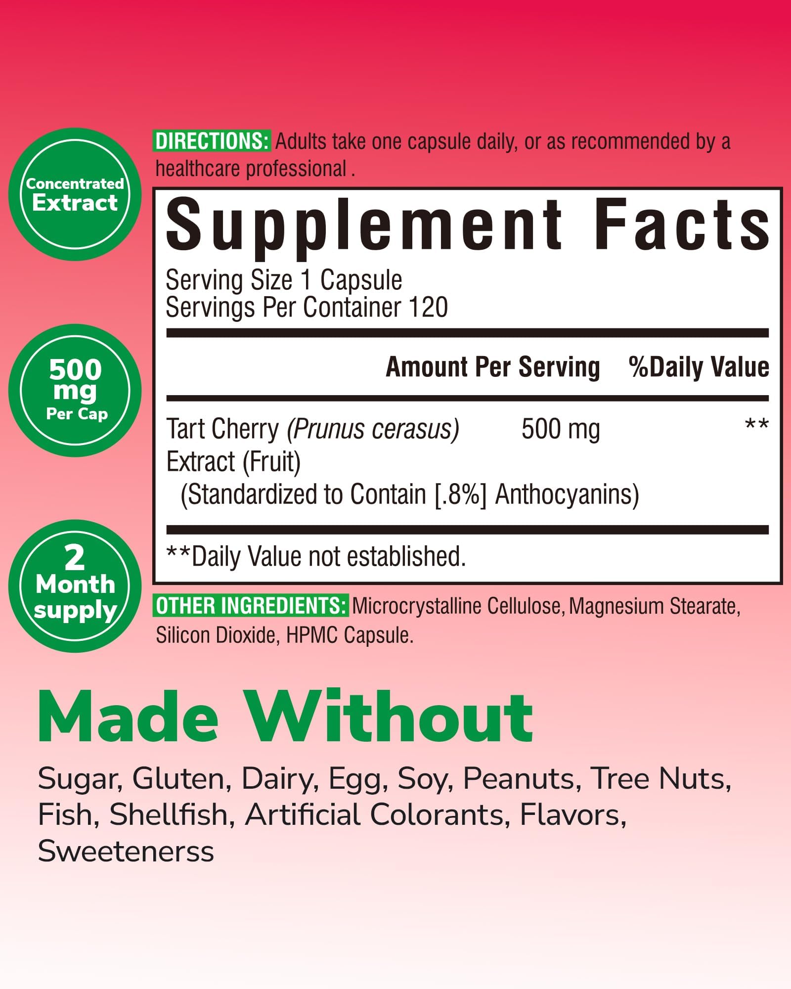 Vitalibre Tart Cherry Capsules 500mg with a glass of water