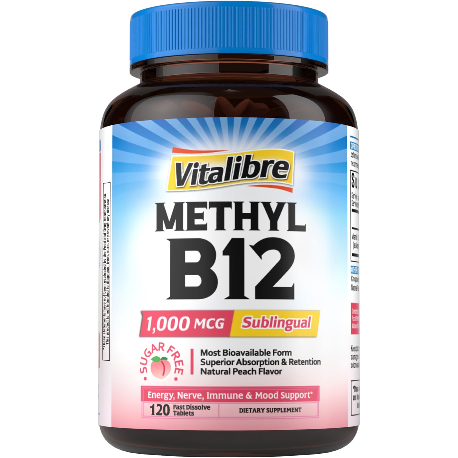 Vitalibre Vitamin B12 1000 mcg fast melting tablets front view