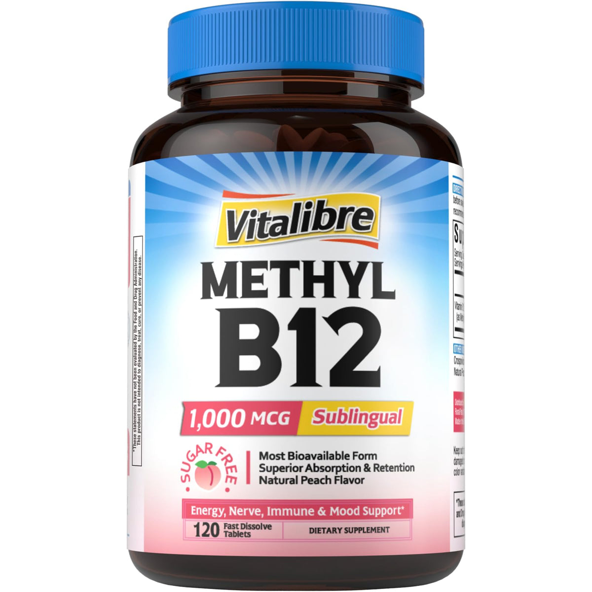 Vitalibre Vitamin B12 1000 mcg fast melting tablets front view