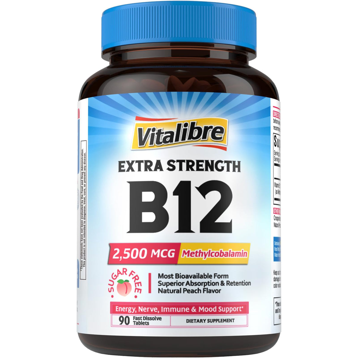 Vitalibre Vitamin B12 2500 mcg fast melting tablets front view