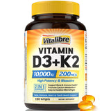 Vitalibre Vitamin D3 K2 10000 IU softgels front view