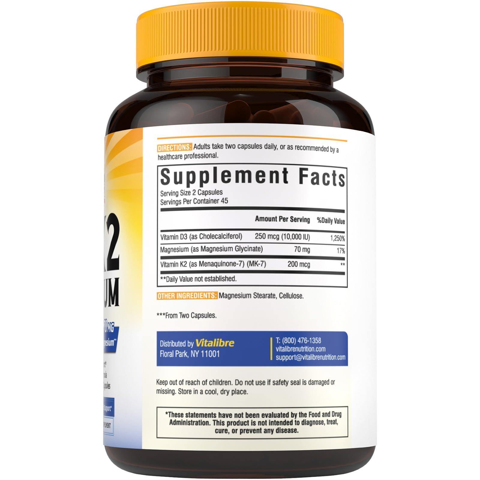 Vitalibre Vitamin D3 K2 Magnesium Complex packaging display