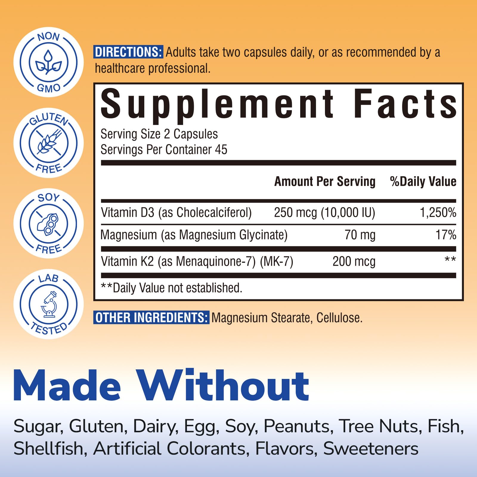 Vitalibre Vitamin D3 K2 Magnesium Complex side view
