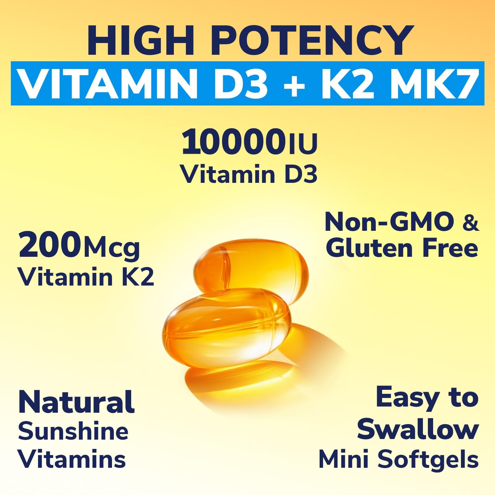 Vitalibre Vitamin D3 K2 softgels on a wooden table