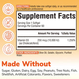 Vitalibre Vitamin D3 mini softgels showing softgel size