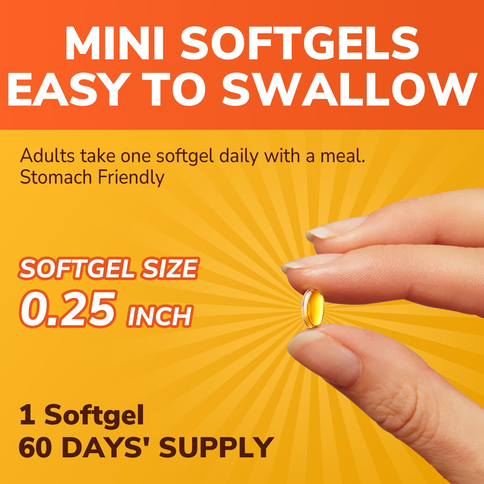 Vitalibre Vitamin D3 softgels in a hand for size reference