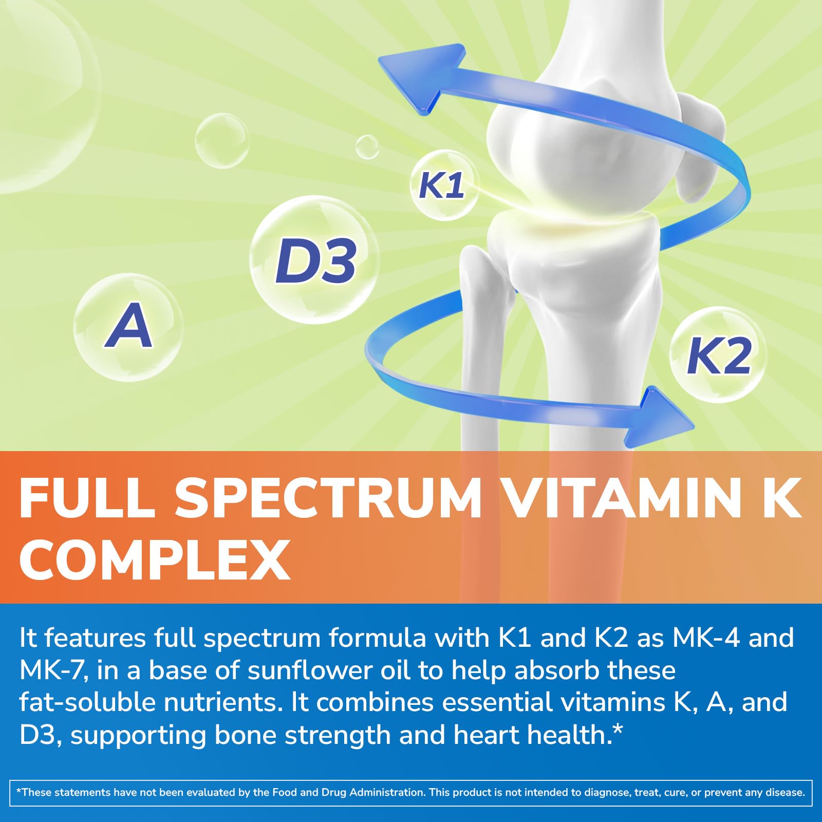 Vitalibre Vitamin K1 Supplement back view with ingredient list