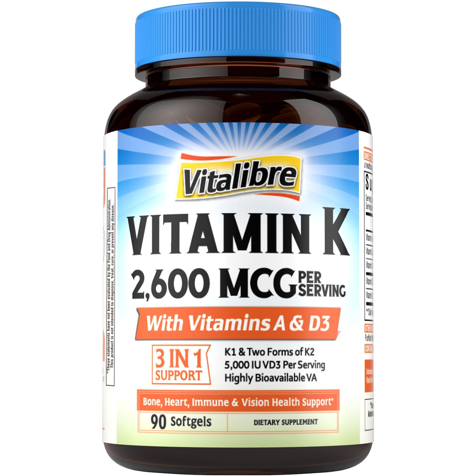 Vitalibre Vitamin K1 Supplement front view with packaging