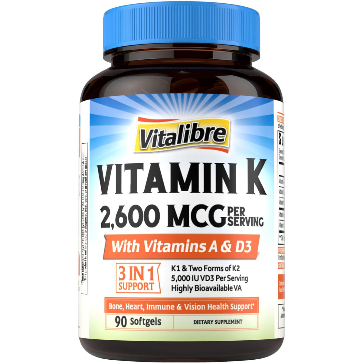 Vitalibre Vitamin K1 Supplement front view with packaging