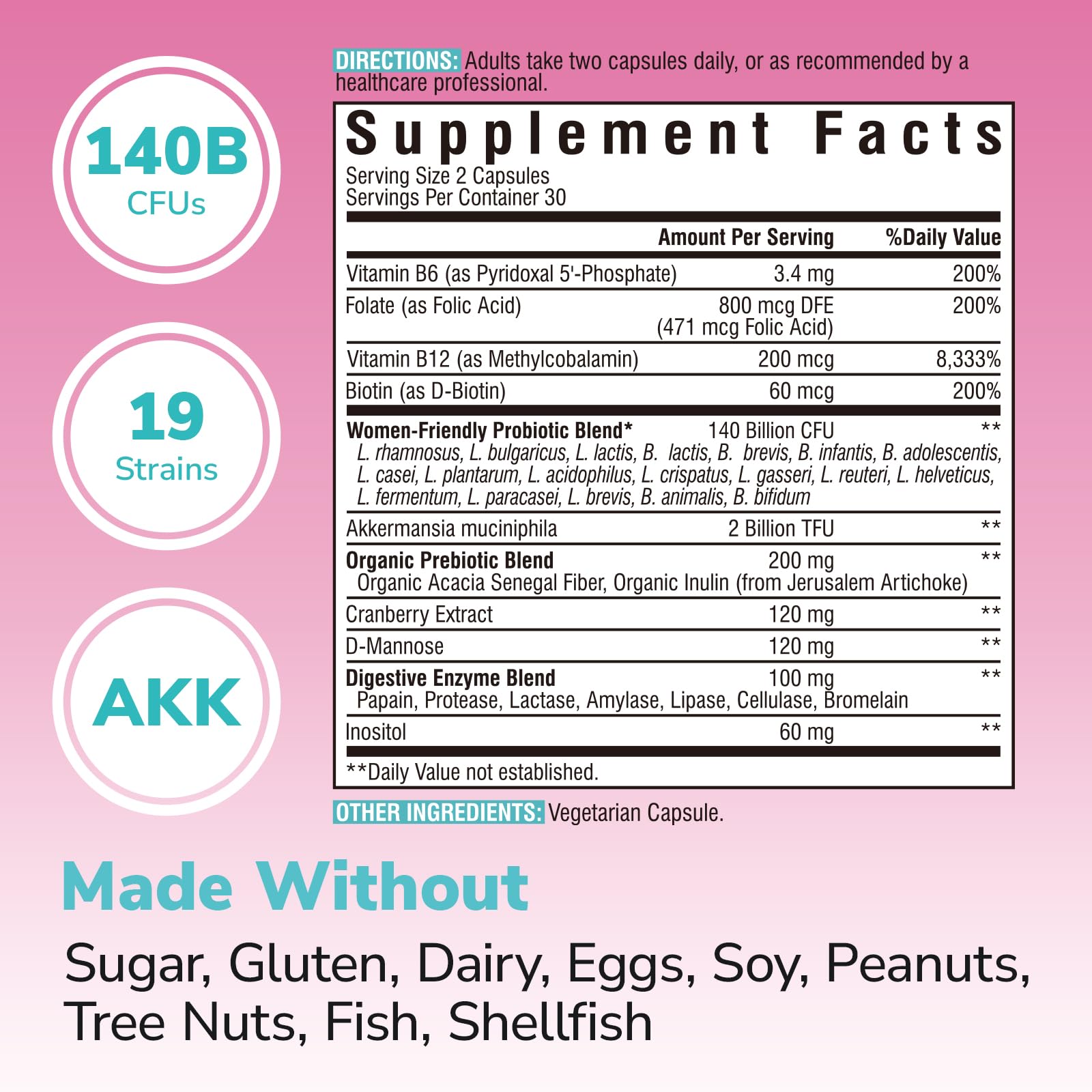 Vitalibre Women's Probiotic Plus 50g side view