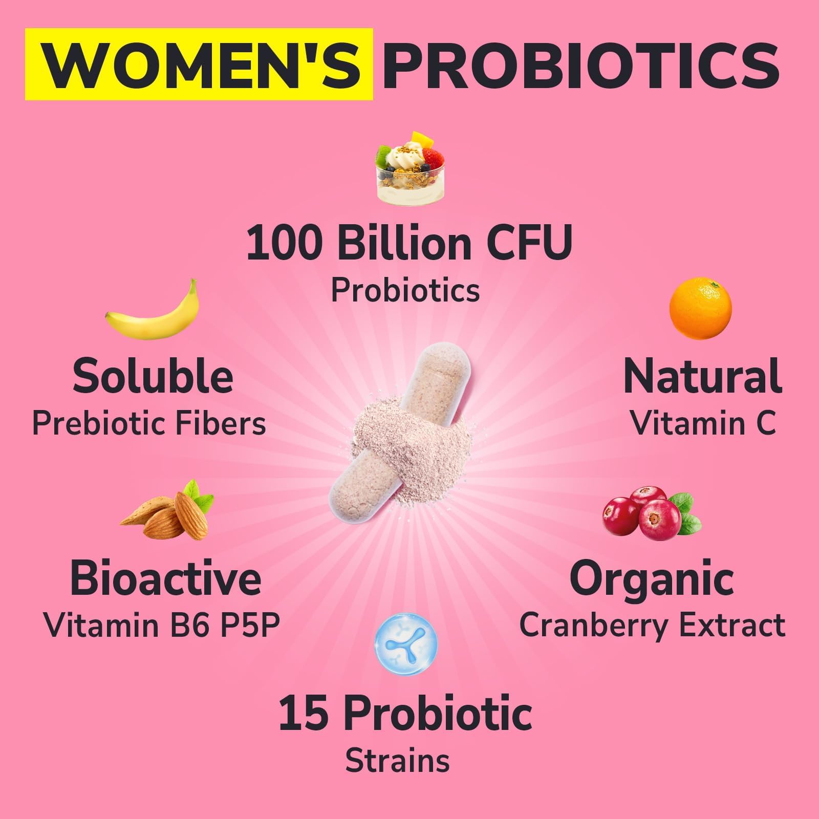 Vitalibre Women’s Probiotics 100 Billion CFU bottle with label