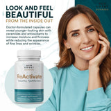 Vitalifi ReActivate Collagen Supplement capsules in a bowl