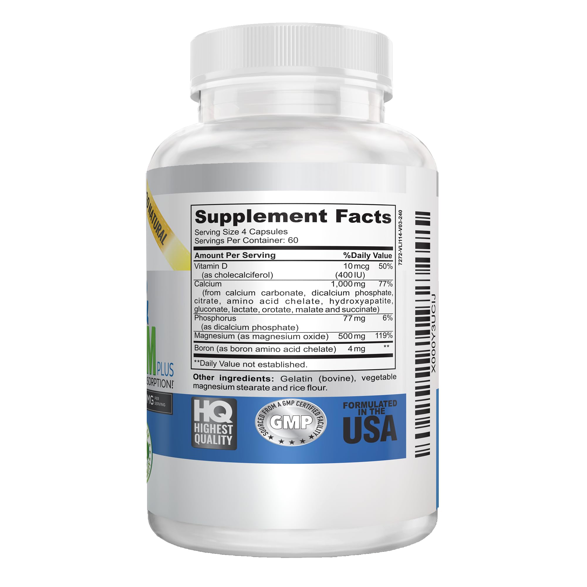 Vitalité Now! Calcium Magnesium Supplement nutritional information